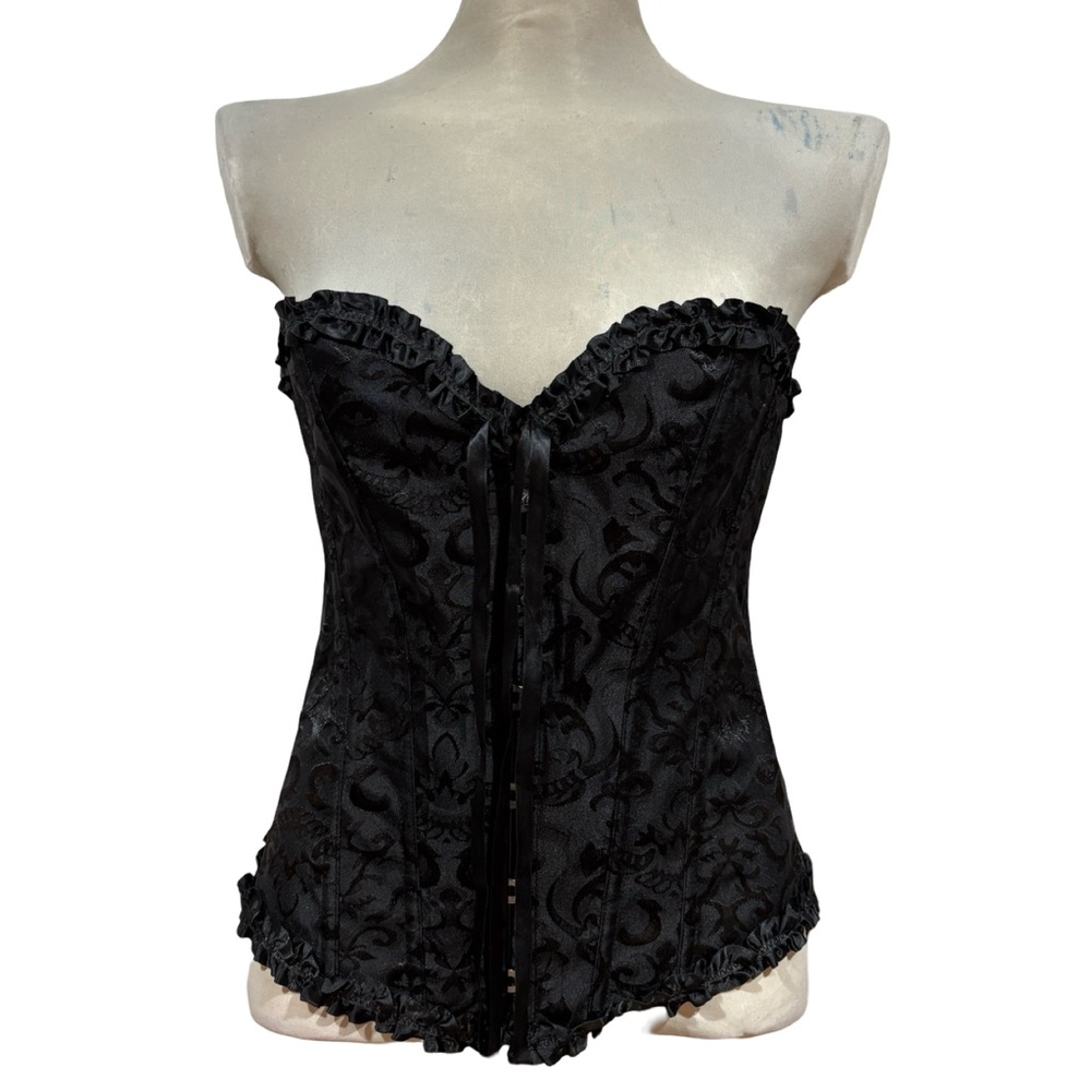Black Steampunk Paisley Print Corset Y2K Renaissance Medieval Coquette Tube Top